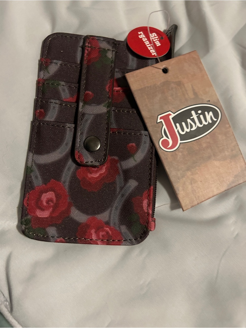 BNWT- Justin Boots Floral Card Phone Wallet - Red Roses